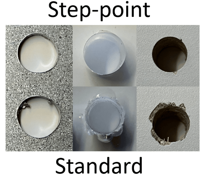 comparativa de perforaciones de la broca step-point con otra broca standard